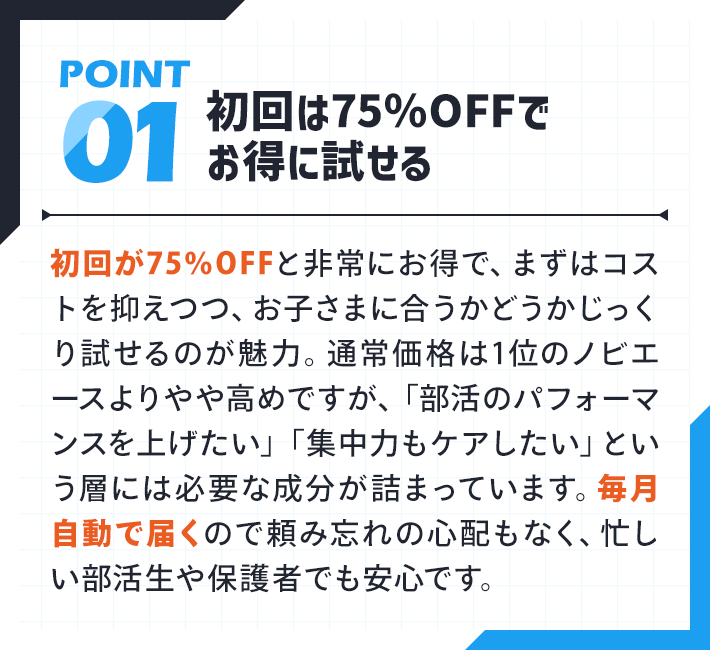 初回は75%OFFでお得に試せる